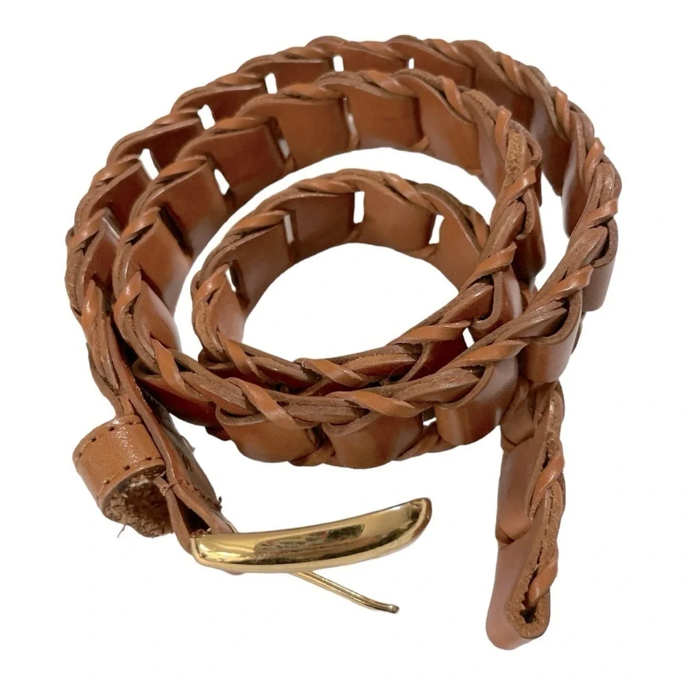 Chain Link Woven, Genuine Leather Belt, size S/M